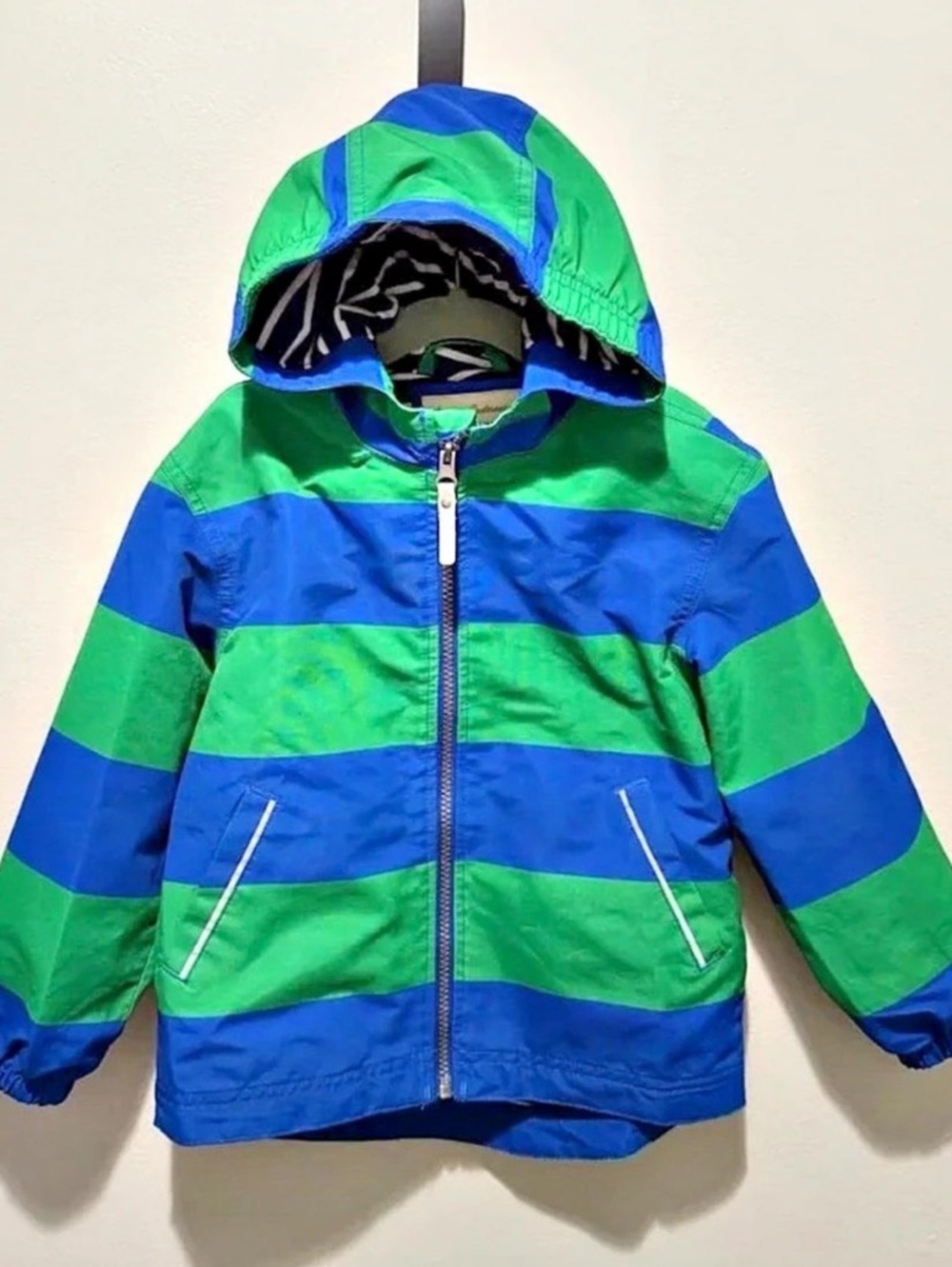 Hanna Andersson Twill Jacket - Blue and Green Stripe size 6/7